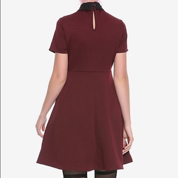 NEW Adorable Hot Topic burgundy skater dress - Picture 3 of 8